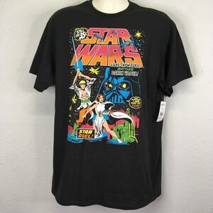 Star Wars Comic Book T-Shirt Size L Black Mad Engine Vintage Poster Graphic Tee